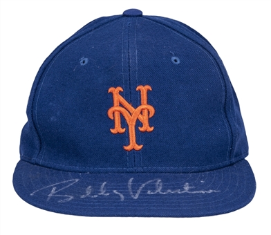2001 Bobby Valentine Game Worn and Signed New York Mets Hat (J.T. Sports & JSA)